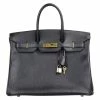 Hermes Noir Ardennes Leather Gold Hardware Birkin 35 Bag For Women