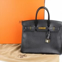 Hermes Noir Ardennes Leather Gold Hardware Birkin 35 Bag For Women -Deals Hermes Store luxury women hermes used handbags p111096 010