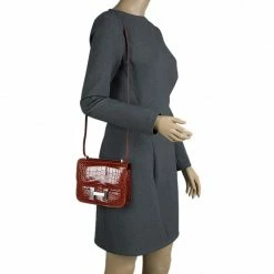 Hermes Rouge H Alligator Mini Palladium Hardware Constance Bag For Women -Deals Hermes Store luxury women hermes used handbags p114449 002