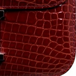 Hermes Rouge H Alligator Mini Palladium Hardware Constance Bag For Women -Deals Hermes Store luxury women hermes used handbags p114449 014