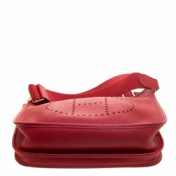 Hermes Rouge Garance Clemence Leather Evelyne III PM Bag For Women -Deals Hermes Store luxury women hermes used handbags p114807 0006
