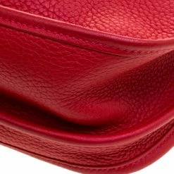 Hermes Rouge Garance Clemence Leather Evelyne III PM Bag For Women -Deals Hermes Store luxury women hermes used handbags p114807 0012
