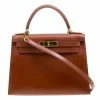 Hermes Brique Box Calf Leather Gold Hardware Kelly Sellier 28 Bag For Women