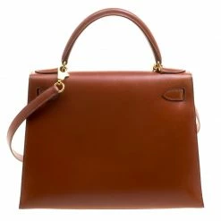 Hermes Brique Box Calf Leather Gold Hardware Kelly Sellier 28 Bag For Women -Deals Hermes Store luxury women hermes used handbags p116469 004