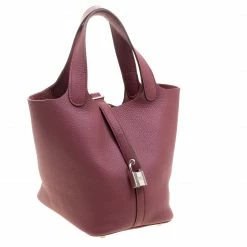 Hermes Bois De Rose Clemence Leather Picotin PM Bag For Women -Deals Hermes Store luxury women hermes used handbags p117963 003
