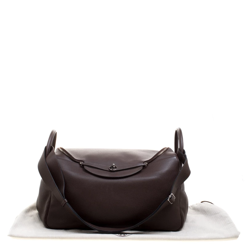 Hermes Cacao Togo Leather Palldium Hardware Lindy Voyage Bag For Women 12 Hermes Cacao Togo Leather Palldium Hardware Lindy Voyage Bag For Women - Image 10