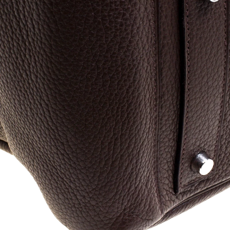 Hermes Cacao Togo Leather Palldium Hardware Lindy Voyage Bag For Women 15 Hermes Cacao Togo Leather Palldium Hardware Lindy Voyage Bag For Women - Image 13