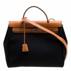 Hermes Tan/Beige Canvas And Leather Herbag 31 Bag For Women