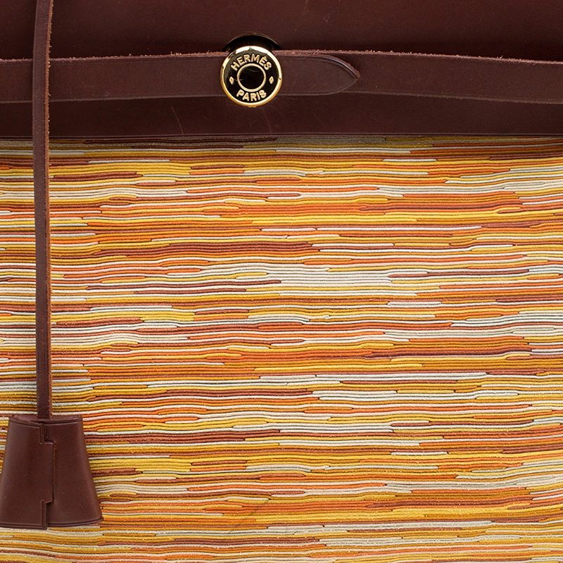 Hermes Brown Vibrato Leather And Canvas Herbag 2 In 1 For Women 7 Hermes Brown Vibrato Leather And Canvas Herbag 2 In 1 For Women - Image 5