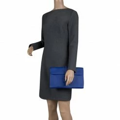 Hermes Blue Epsom Leather Jige PM Clutch For Women -Deals Hermes Store luxury women hermes used handbags p125452 002