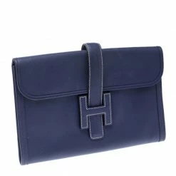 Hermes Blue Epsom Leather Jige PM Clutch For Women -Deals Hermes Store luxury women hermes used handbags p125452 003