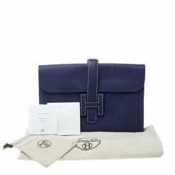 Hermes Blue Epsom Leather Jige PM Clutch For Women -Deals Hermes Store luxury women hermes used handbags p125452 010