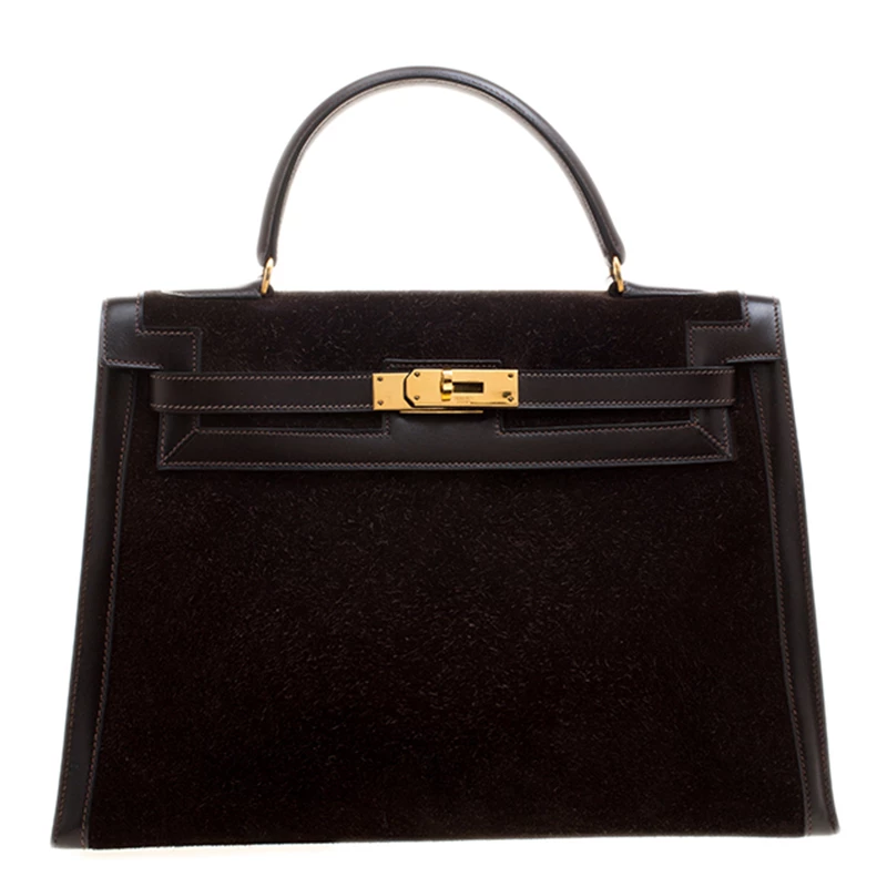 Hermes Dark Marron Box Calf Leather And Suede Gold Hardware Kelly Sellier 32 Bag For Women 3 Hermes Dark Marron Box Calf Leather And Suede Gold Hardware Kelly Sellier 32 Bag For Women