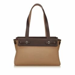 Hermes Bicolor Canvas/Leather 2-in-1 Herbag Cabas PM Bag For Women -Deals Hermes Store luxury women hermes used handbags p126176 003