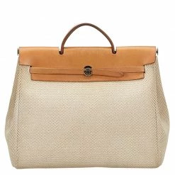 Hermes Bicolor Canvas/Leather 2-in-1 Herbag MM Bag For Women