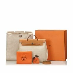 Hermes Bicolor Canvas/Leather 2-in-1 Herbag MM Bag For Women -Deals Hermes Store luxury women hermes used handbags p126177 007