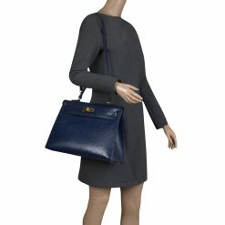 Hermes Blue De Malte Ostrich Gold Hardware Kelly Sellier 35 Bag For Women -Deals Hermes Store luxury women hermes used handbags p127266 002