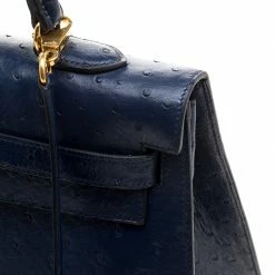 Hermes Blue De Malte Ostrich Gold Hardware Kelly Sellier 35 Bag For Women -Deals Hermes Store luxury women hermes used handbags p127266 013
