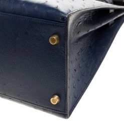 Hermes Blue De Malte Ostrich Gold Hardware Kelly Sellier 35 Bag For Women -Deals Hermes Store luxury women hermes used handbags p127266 015