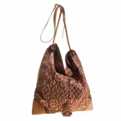 Hermes Brown Printed Kelly En Perles Silk And Swift Leather Silky City Bag For Women -Deals Hermes Store luxury women hermes used handbags p129188 003