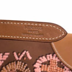 Hermes Brown Printed Kelly En Perles Silk And Swift Leather Silky City Bag For Women -Deals Hermes Store luxury women hermes used handbags p129188 009