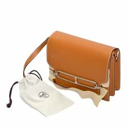 Hermes Gold Leather Palladium Hardware Roulis Bag For Women -Deals Hermes Store luxury women hermes used handbags p129513 0009