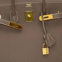 Hermes Etoupe Togo Leather Gold Hardware Birkin 35 Bag For Women -Deals Hermes Store luxury women hermes used handbags p129568 0007