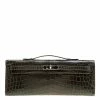 Hermes Olive Green Niloticus Crocodile Kelly Cut Clutch For Women -Deals Hermes Store luxury women hermes used handbags p129689 0001