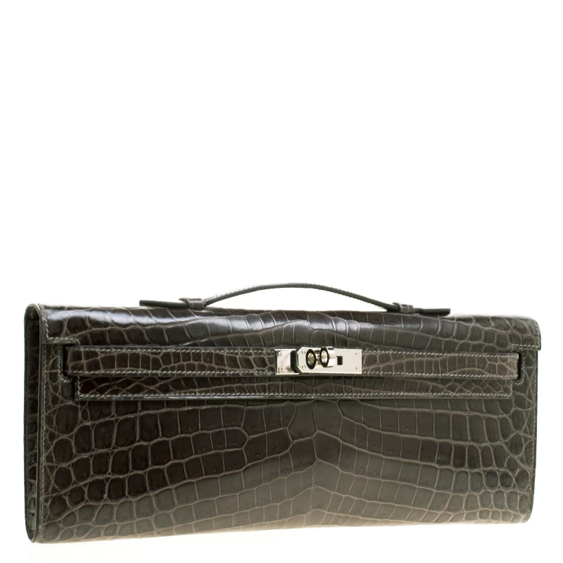 Hermes Olive Green Niloticus Crocodile Kelly Cut Clutch For Women 5 Hermes Olive Green Niloticus Crocodile Kelly Cut Clutch For Women - Image 3