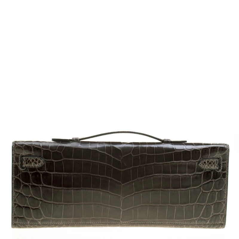 Hermes Olive Green Niloticus Crocodile Kelly Cut Clutch For Women 6 Hermes Olive Green Niloticus Crocodile Kelly Cut Clutch For Women - Image 4