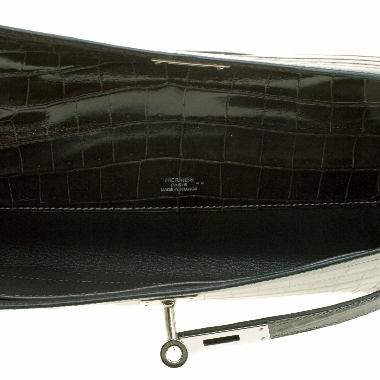 Hermes Olive Green Niloticus Crocodile Kelly Cut Clutch For Women 9 Hermes Olive Green Niloticus Crocodile Kelly Cut Clutch For Women - Image 7