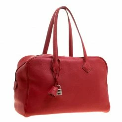 Hermes Rougue Garance Togo Leather Victoria II Bag For Women -Deals Hermes Store luxury women hermes used handbags p129728 0003