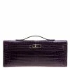 Hermes Amethyst Porosus Crocodile Kelly Cut Clutch For Women -Deals Hermes Store luxury women hermes used handbags p129749 0001