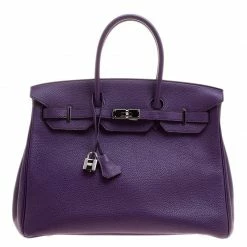Hermes Ultraviolet Togo Leather Palladium Hardware Birkin 35 Bag For Women