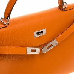 Hermes Orange Epsom Leather Palladium Hardware Kelly Sellier 32 Bag For Women -Deals Hermes Store luxury women hermes used handbags p129870 0009