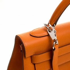 Hermes Orange Epsom Leather Palladium Hardware Kelly Sellier 32 Bag For Women -Deals Hermes Store luxury women hermes used handbags p129870 0012