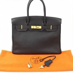 Hermes Noir Taurillon Clemence Leather Gold Hardware Birkin 30 Bag For Women -Deals Hermes Store luxury women hermes used handbags p130459 0007