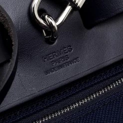 Hermes Black/Navy Blue Leather And Canvas Herbag Zip 31 Bag For Women -Deals Hermes Store luxury women hermes used handbags p131400 008