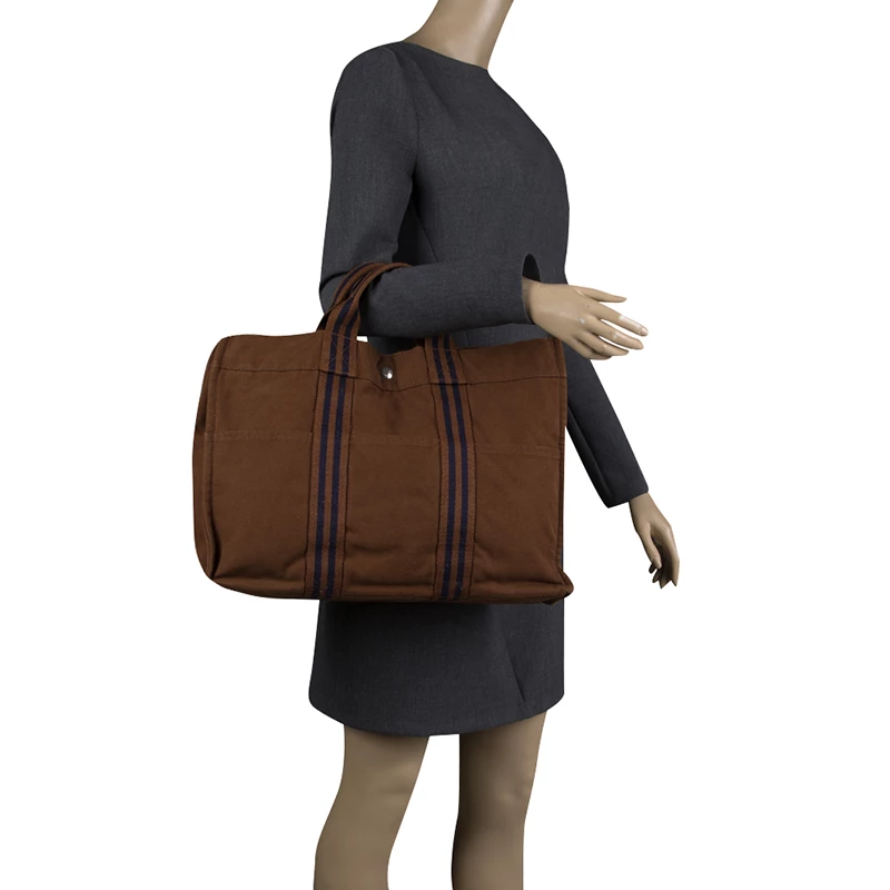 Hermes Brown Canvas Fourre Tout Tote For Women 4 Hermes Brown Canvas Fourre Tout Tote For Women - Image 2