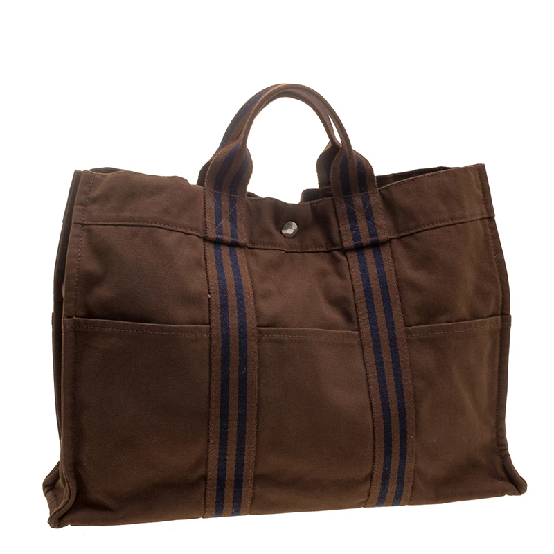 Hermes Brown Canvas Fourre Tout Tote For Women 5 Hermes Brown Canvas Fourre Tout Tote For Women - Image 3