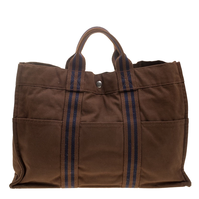 Hermes Brown Canvas Fourre Tout Tote For Women 6 Hermes Brown Canvas Fourre Tout Tote For Women - Image 4