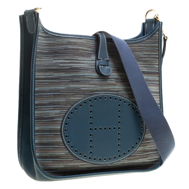 Hermes Blue Izmir Vibrato Multicolor Leather Evelyne I PM Bag For Women 5 Hermes Blue Izmir Vibrato Multicolor Leather Evelyne I PM Bag For Women - Image 3