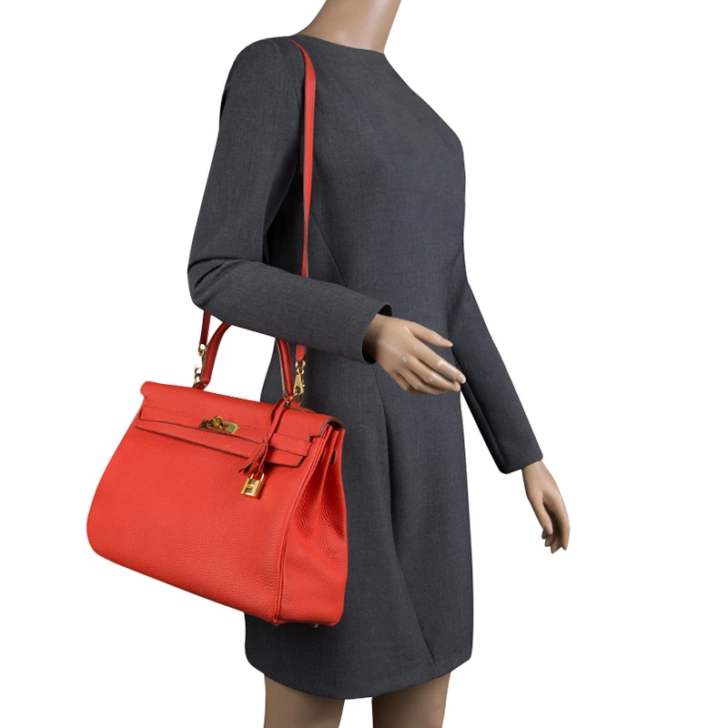 Hermes Capucine Togo Leather Gold Hardware Kelly Retourne 35 Bag For Women 4 Hermes Capucine Togo Leather Gold Hardware Kelly Retourne 35 Bag For Women - Image 2