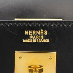 Hermes Noir Box Calf Leather Gold Hardware Kelly Sellier 32 Bag For Women -Deals Hermes Store luxury women hermes used handbags p133092 007