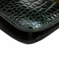 Hermes Dark Green Crocodile Vintage Constance 23 Bag For Women -Deals Hermes Store luxury women hermes used handbags p134001 011