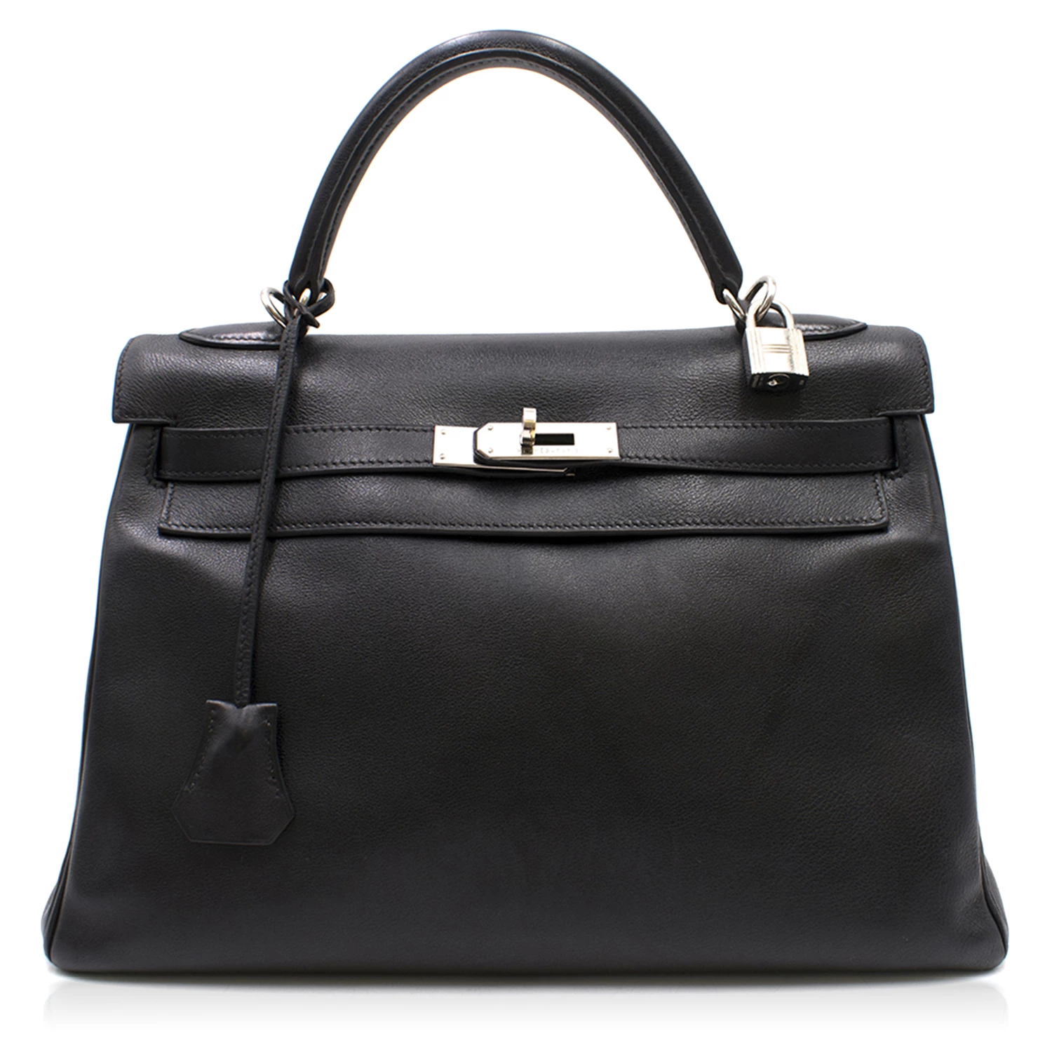 Hermes Noir Swift Leather Palladium Hardware Kelly Retourne 32 Bag For Women 5 Hermes Noir Swift Leather Palladium Hardware Kelly Retourne 32 Bag For Women - Image 3