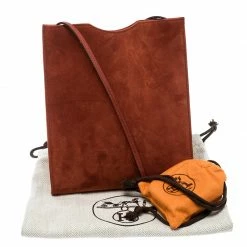 Hermes Dark Orange Suede Onimaitou Pochette PM Bag For Women -Deals Hermes Store luxury women hermes used handbags p137856 0009