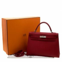 Hermes Rouge Garance Epsom Leather Palladium Hardware Kelly Sellier 32 Bag For Women -Deals Hermes Store luxury women hermes used handbags p138441 010