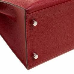 Hermes Rouge Garance Epsom Leather Palladium Hardware Kelly Sellier 32 Bag For Women -Deals Hermes Store luxury women hermes used handbags p138441 014