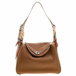 Hermes Gold Clemence Leather Lindy 30 Bag For Women